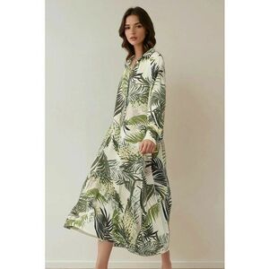Rochie maxi midi cu model floral - verde - textil imagine