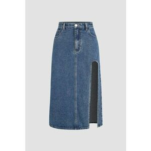 Fusta midi dama denim - albastru imagine