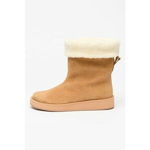 Ghete din piele intoarsa cu captuseala din material teddy Zaralyn - Maro deschis imagine