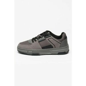 Pantofi sport low-cut de plasa cu garnituri de piele intoarsa ecologica Yarrow - Gri inchis imagine