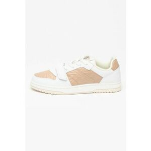 Pantofi sport cu talpa plata - velcro si sireturi Hadrian - Alb/Maro deschis imagine