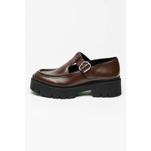 Pantofi de piele ecologica cu bareta in T Kris - Maro inchis imagine