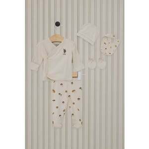 Set de imbracaminte de bumbac cu logo - 2 piese - Maro taupe imagine