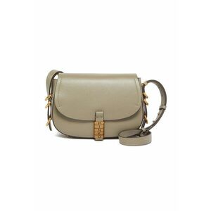 Geanta crossbody de piele cu clapa si detalii metalice - Gri cenusiu imagine
