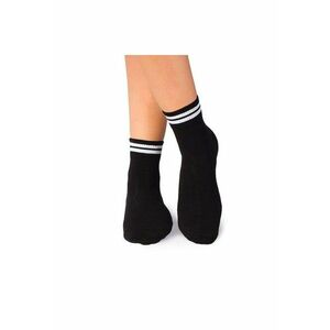 Sosete bumbac organic negre cu 2 dungi albe Active Day - imagine