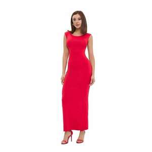 Rochie maxi bodycon - Decolteu rotund - Spate gol - Rosu - Elastan/Poliamida imagine