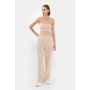 Pantaloni dama - tesuti cu talie inalta - dungi - multicolori - poliester imagine