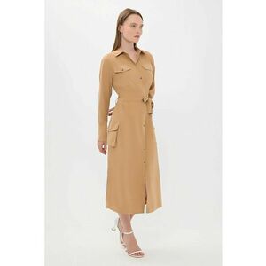 Rochie midi - maneca lunga - detaliu cu nasturi - fabricat din materiale de calitate imagine