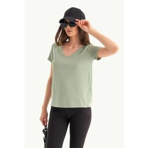Tricou dama lejer - jerseu - decolteu in V - verde imagine