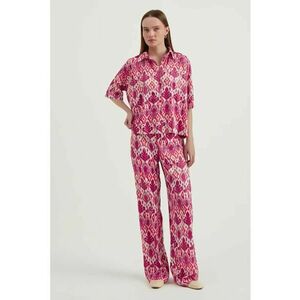 Camasa boho dama - maneca scurta - satin - multicolor imagine