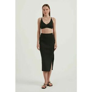 Compleu dama - 2 piese - fusta maxi - negru - jerseu imagine