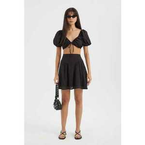 Set Top cu Decolteu Inima si Fusta Mini dama - Textil - Negru imagine