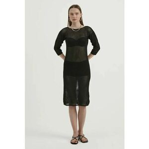 Rochie - midi - decolteu rotund - tricot - Negru - imagine