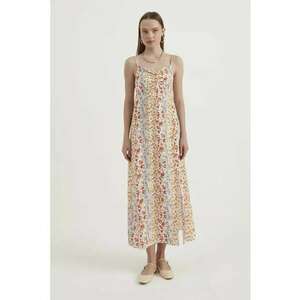 Rochie maxi cu imprimeu floral - bretele tip spaghete - multicolor - textil imagine
