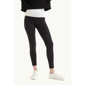 Colanti - cu talie inalta si buzunar - negri - textil - Negru - imagine