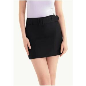 Fusta mini dama - talie inalta - textil - negru imagine
