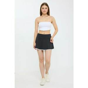 Fusta - tesuta - talie medie - elastic - neagra - textil imagine