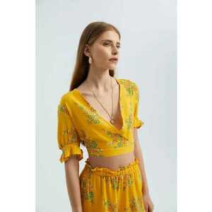 Top decolteu floral - galben imagine