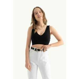 Top sutien decolteu adanc in V - spate in V - negru - Negru imagine