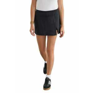 Fusta mini dama poliester/elastan - crapatura laterala - negru imagine