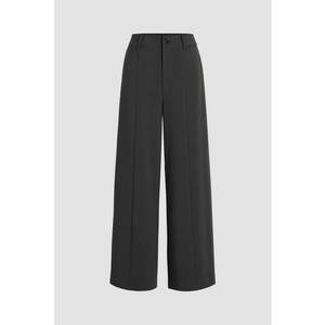 Pantaloni dama - cu talie inalta - croiala dreapta - negri - poliester imagine
