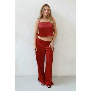Maiou dama - Top Ana - guler patrat - rosu - satin imagine
