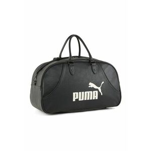 Geanta duffle din piele ecologica cu logo si model unisex - Alb/Negru imagine