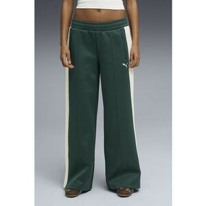 Pantaloni de trening din amestec de bumbac cu croiala ampla - Verde englez/Alb murdar imagine