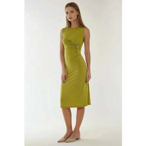 Rochie midi mulata guler rotund - verde - jerseu imagine