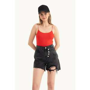 Top scurt - bretele spaghetti - rosu - jerseu imagine