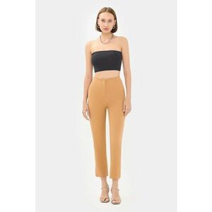 Pantaloni dama - talie inalta - croiala tip morcov - alb - textil imagine