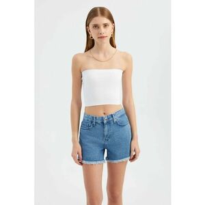 Top scurt - simplu - alb - jerseu imagine