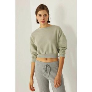 Hanorac dama crop verde bumbac - Verde imagine