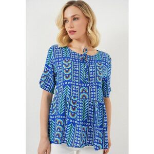 Tricou dama BDART - guler rotund - cu imprimeu - albastru - textil imagine