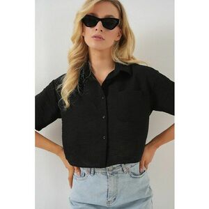 Camasa scurta BDART cu buzunar - negru - viscoza si in imagine
