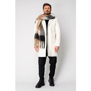 Palton lung cu nasturi Off White 18837 - Alb imagine
