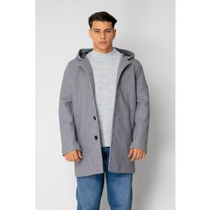 Palton lung cu gluga Grey Melange 18862 - Gri deschis melange imagine