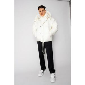 Geaca cu fermoar si capse Off White 18998 - Alb imagine