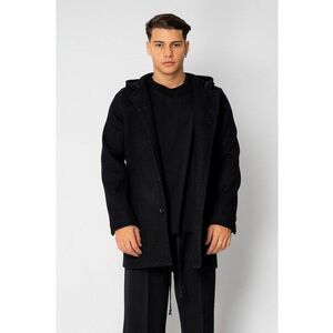 Palton lung cu gluga Black 18867 - Negru imagine