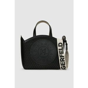 Geanta de umar cu aspect croseta si bareta cu model logo - Negru imagine