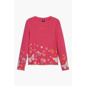Bluza din amestec de bumbac cu decolteu la baza gatului - Roz imagine