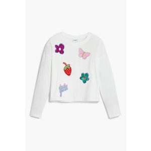 Bluza de bumbac cu diverse aplicatii - Alb imagine