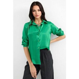 Camasi dama - HiCCUP - camasa cu maneca lunga - verde - satin imagine