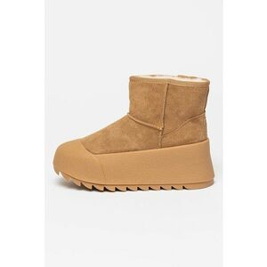 Ghete flatform din piele intoarsa - Caramel imagine