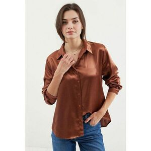 Camasi dama - HiCCUP - camasa cu maneca lunga - satin - maro camel imagine