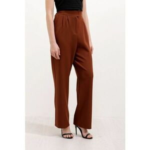 Pantaloni dama - HiCCUP - cu talie inalta - textil - maro scortisoara imagine