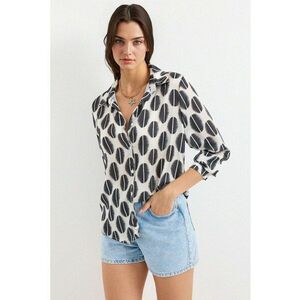 Camasi dama - HiCCUP - camasa cu maneca lunga - negru/alb - textil imagine