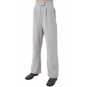 Pantaloni dama - HiCCUP - cu talie inalta - textil - gri imagine