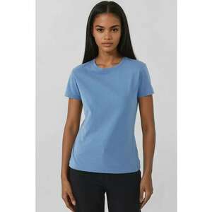 Tricou dama - bumbac - guler rotund - croiala regulata - albastru imagine
