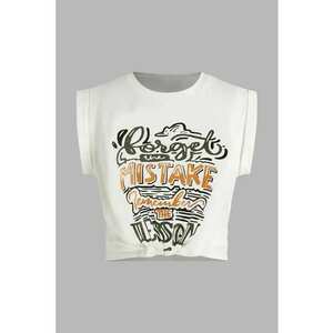 Tricou dama - scurt - cu imprimeu - bumbac - multicolor imagine